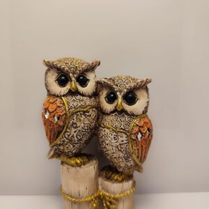 Wise Duo – Handcrafted Owl Pair Statue
