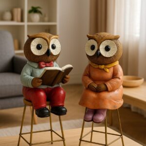 LeafyLuxe "Storytime Companions" – Owl Couple Figurine Set